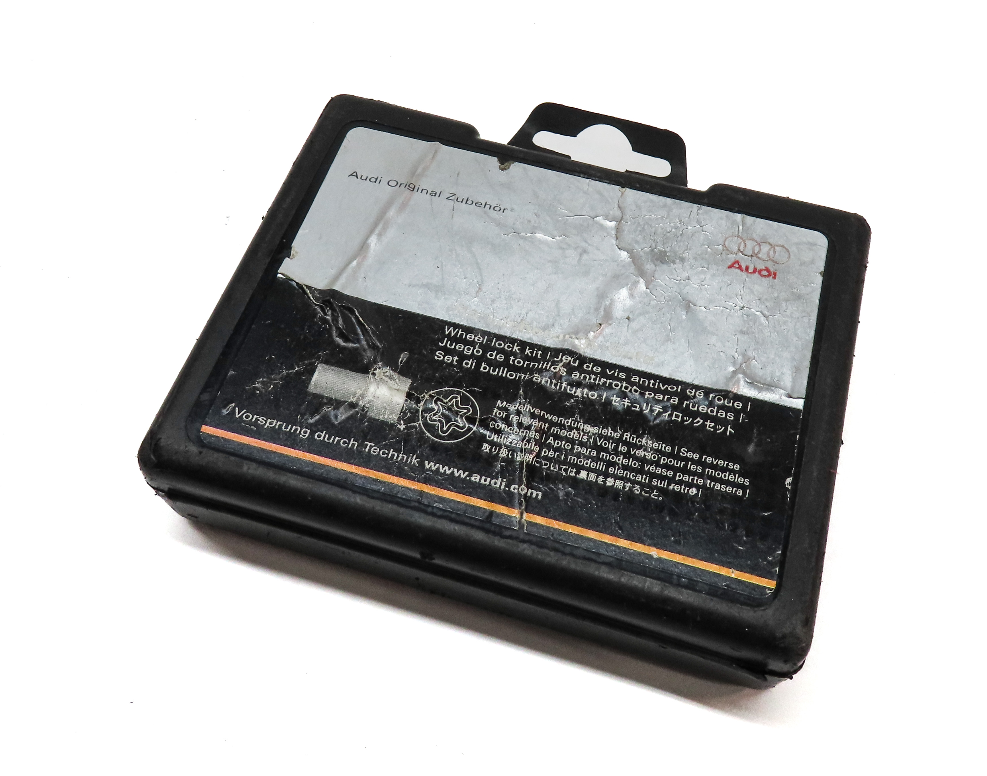 2012 AUDI A6 (C7 4G) FRONT REAR LEFT RIGHT WHEEL STUD LOCKING SET w/ KEY CASE — exact item pictured